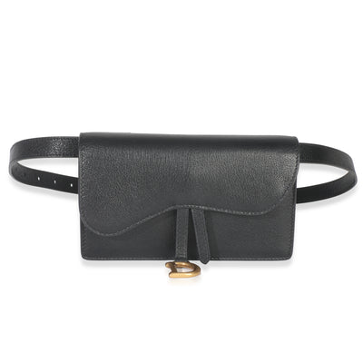 Black Leather Saddle Belt Pouch