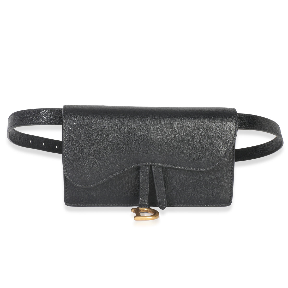 Black Leather Saddle Belt Pouch