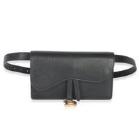 Black Leather Saddle Belt Pouch