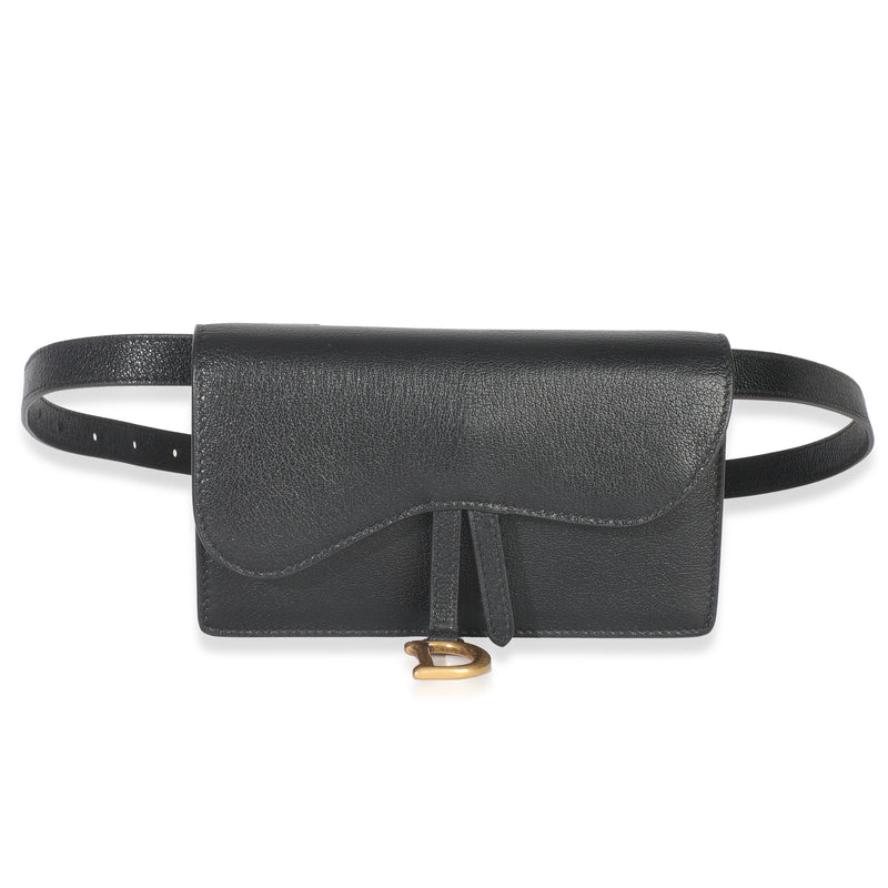Black Leather Saddle Belt Pouch