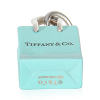 Sterling Silver  Blue Enamel Shopping Bag Charm