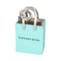 Sterling Silver  Blue Enamel Shopping Bag Charm