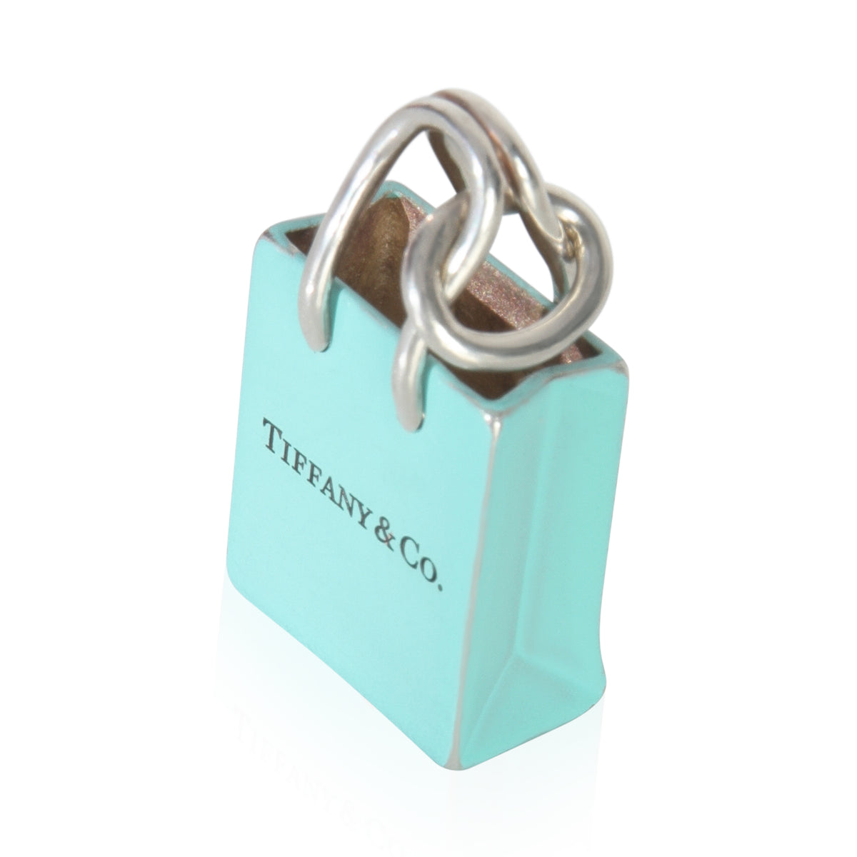 Sterling Silver  Blue Enamel Shopping Bag Charm