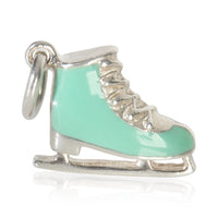 Sterling Silver  Blue Enamel Ice Skate Charm