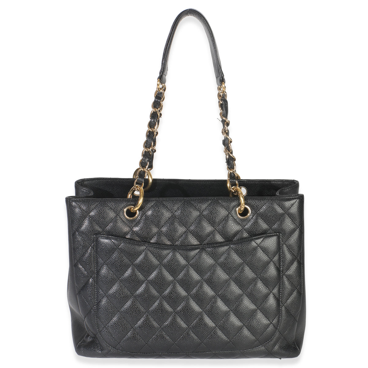 Black Quilted Caviar Grand Shopper Tote