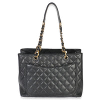 Black Quilted Caviar Grand Shopper Tote