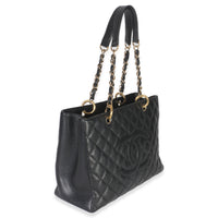Black Quilted Caviar Grand Shopper Tote