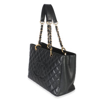 Black Quilted Caviar Grand Shopper Tote