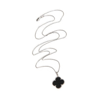 White Gold Onyx Magic Alhambra Necklace