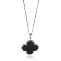 White Gold Onyx Magic Alhambra Necklace