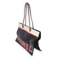 Chanel Vintage Black Red Lambskin No. 5 Star Chain Tote Bag Handbag sv