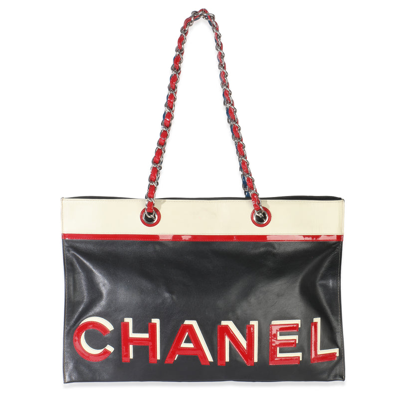Vintage Black Red Lambskin No. 5 Star Chain Tote Bag