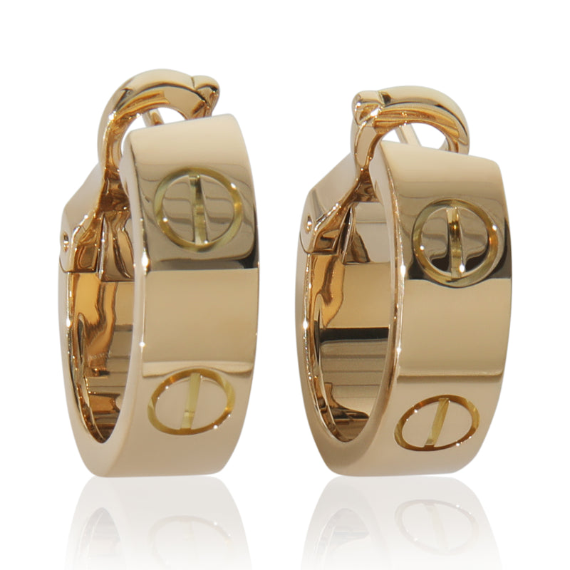 Yellow Gold  Love Hoop Earrings