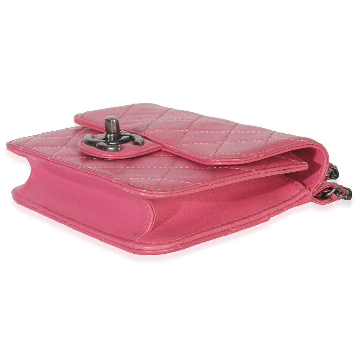 Chanel Pink Quilted Lambskin Mini Crossing Times Flap Bag Handbag box