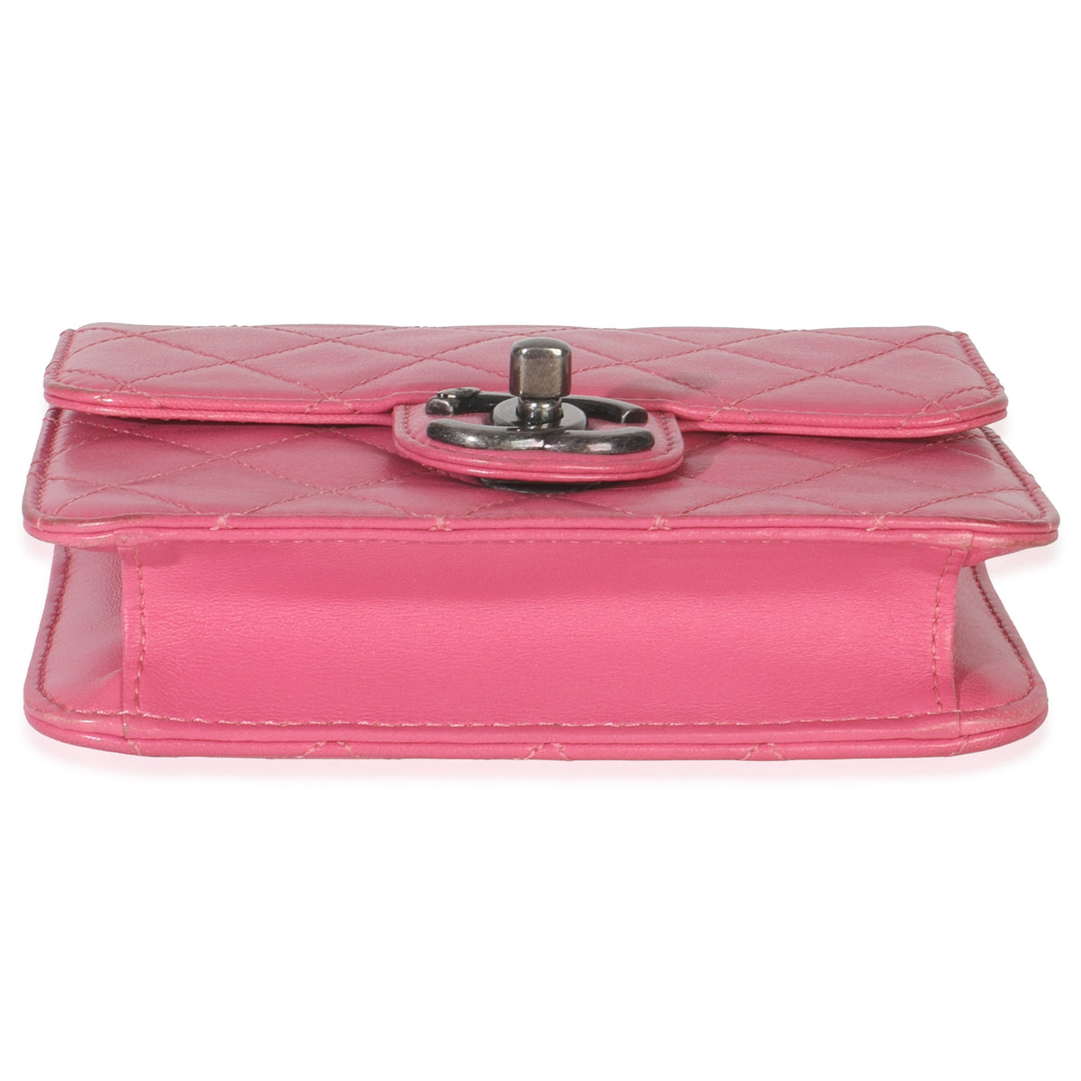 Chanel Pink Quilted Lambskin Mini Crossing Times Flap Bag Handbag stamp