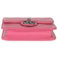 Chanel Pink Quilted Lambskin Mini Crossing Times Flap Bag Handbag stamp
