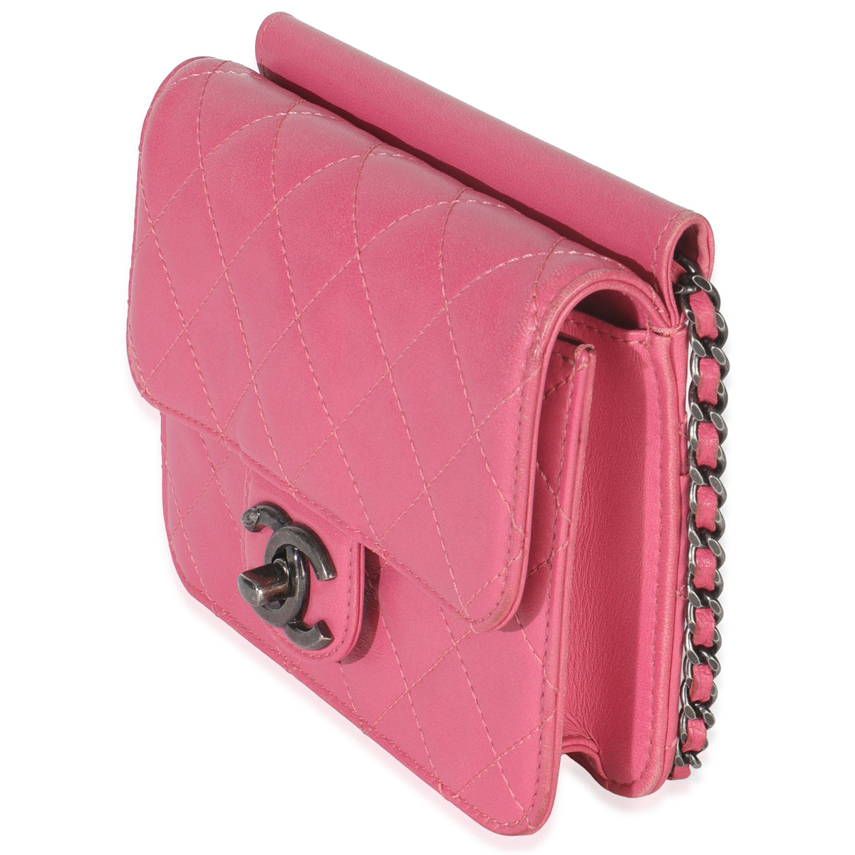 Chanel Pink Quilted Lambskin Mini Crossing Times Flap Bag Handbag sv