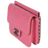 Chanel Pink Quilted Lambskin Mini Crossing Times Flap Bag Handbag sv