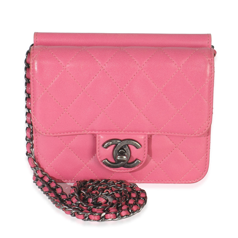 Pink Quilted Lambskin Mini Crossing Times Flap Bag