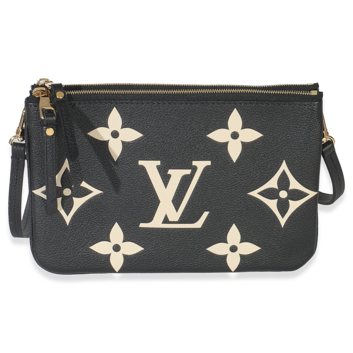 Black Cream Giant Monogram Empreinte Double Zip Pochette