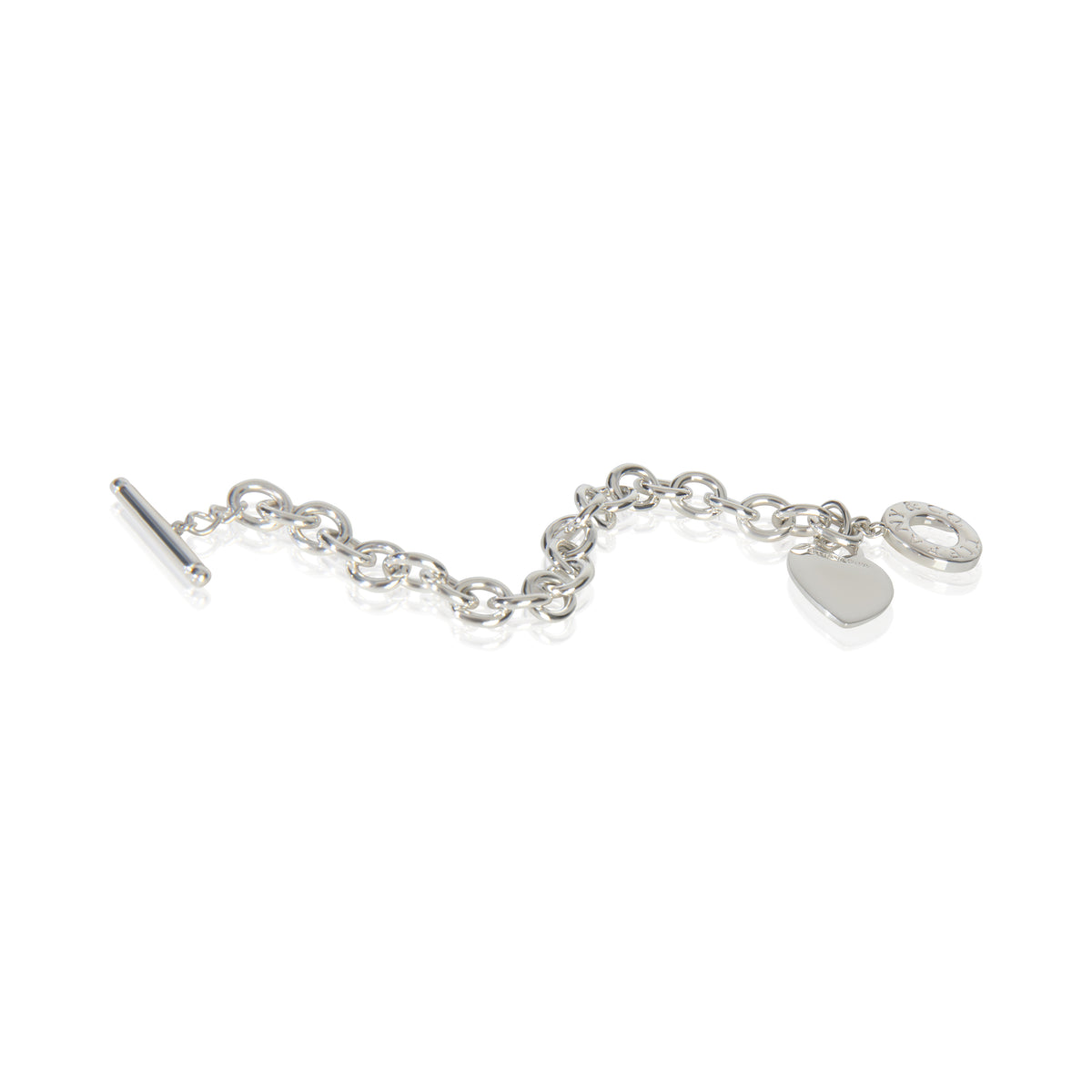 Sterling Silver  Heart Tag Bracelet