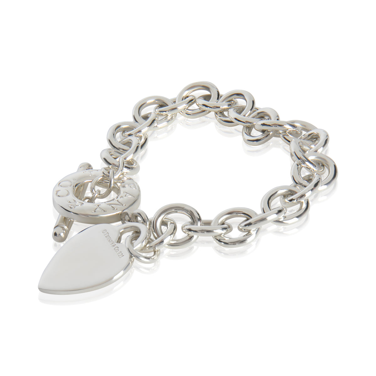 Sterling Silver  Heart Tag Bracelet