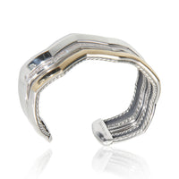 Yellow Gold & Sterling Silver Diamond Zigzag Stax 3 Row Cuff Bracel