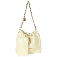 Chanel Pale Yellow Quilted Lambskin  Small 22 Hobo Handbag ad1