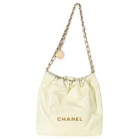 Chanel Pale Yellow Quilted Lambskin  Small 22 Hobo Handbag av