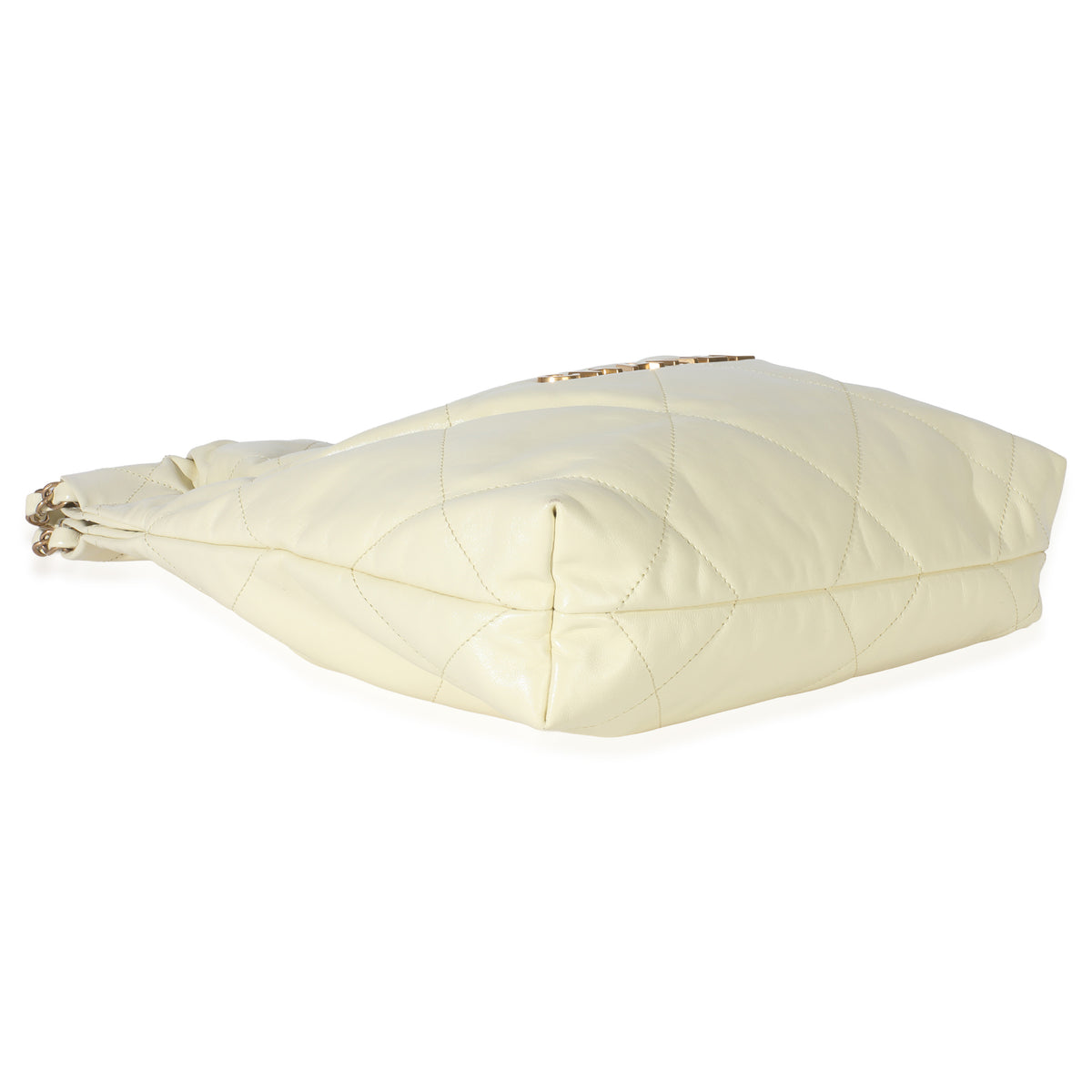 Chanel Pale Yellow Quilted Lambskin  Small 22 Hobo Handbag clasp