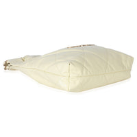 Chanel Pale Yellow Quilted Lambskin  Small 22 Hobo Handbag clasp