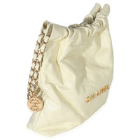 Chanel Pale Yellow Quilted Lambskin  Small 22 Hobo Handbag pv
