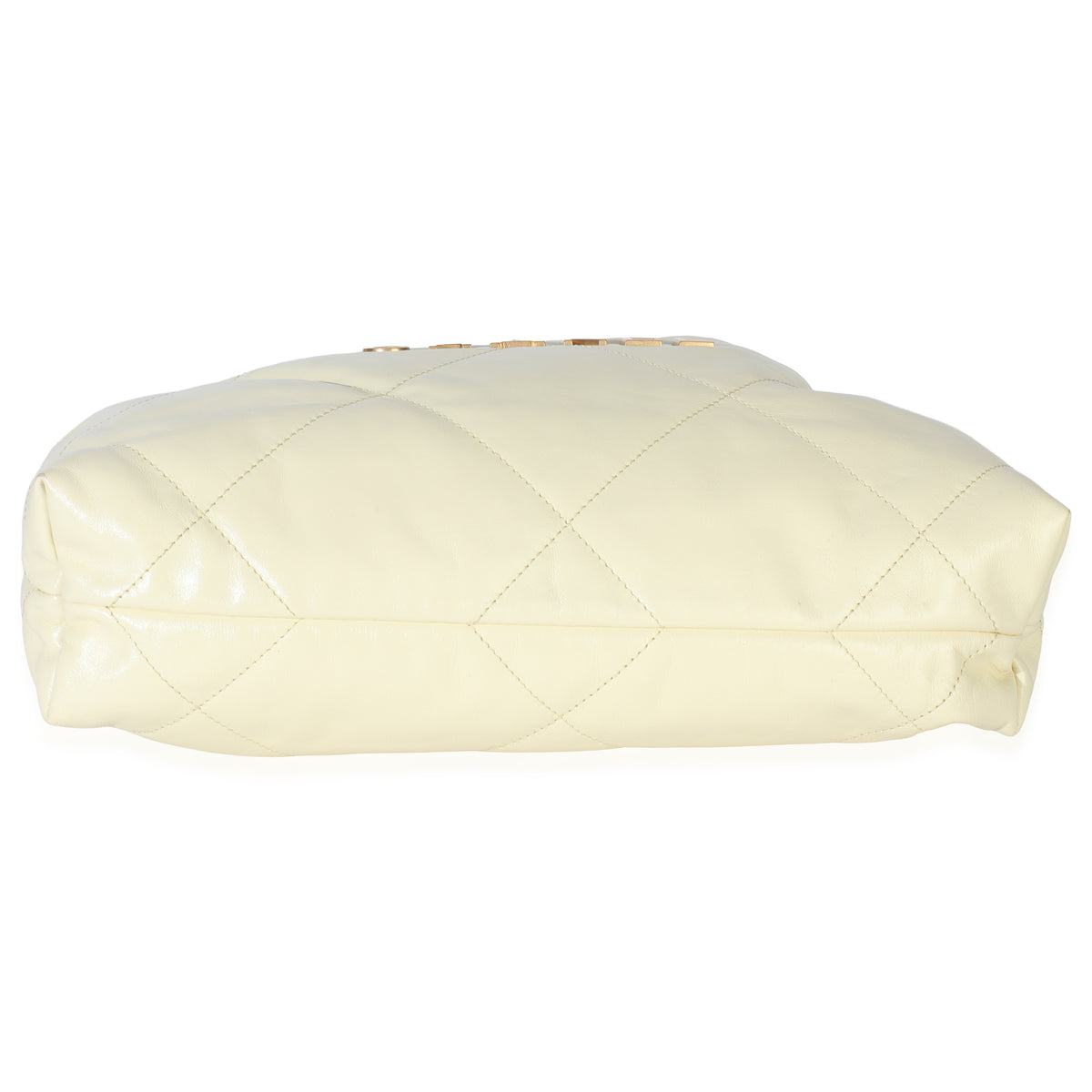 Chanel Pale Yellow Quilted Lambskin  Small 22 Hobo Handbag stamp