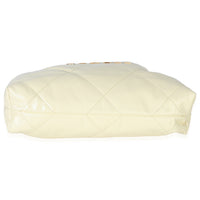 Chanel Pale Yellow Quilted Lambskin  Small 22 Hobo Handbag stamp