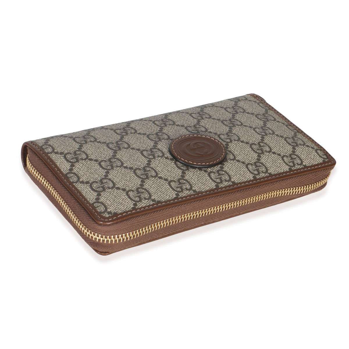 Gucci Beige Brown GG Supreme Canvas Retro Interlocking G Wallet Wallet box