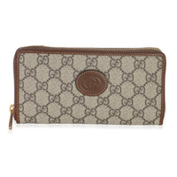 Gucci Beige Brown GG Supreme Canvas Retro Interlocking G Wallet Wallet fv