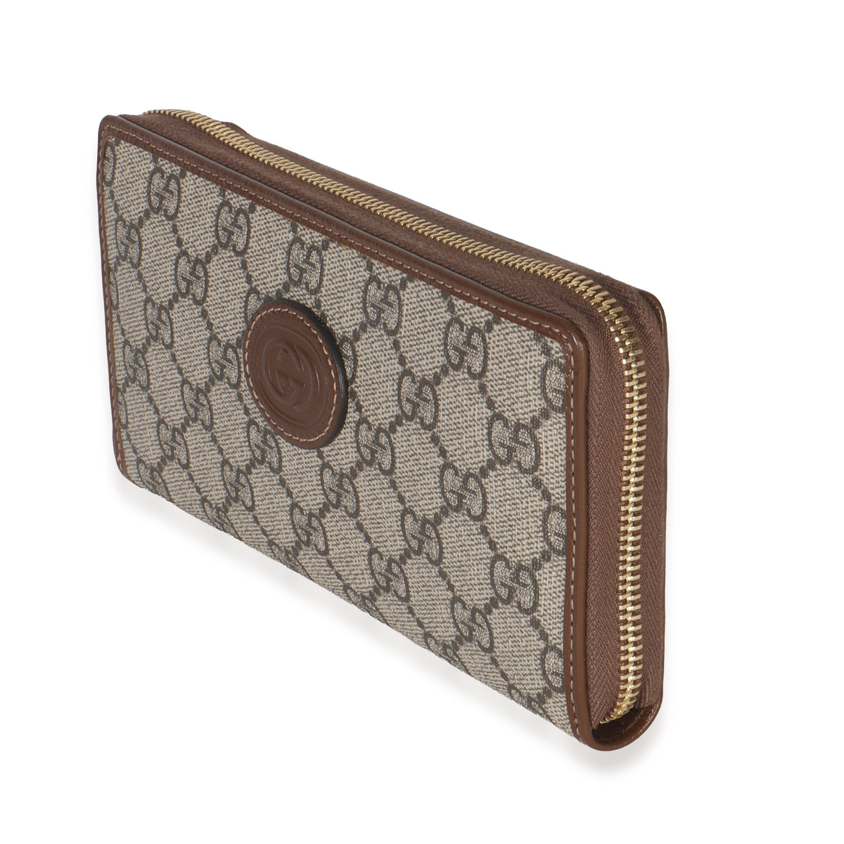 Gucci Beige Brown GG Supreme Canvas Retro Interlocking G Wallet Wallet pv
