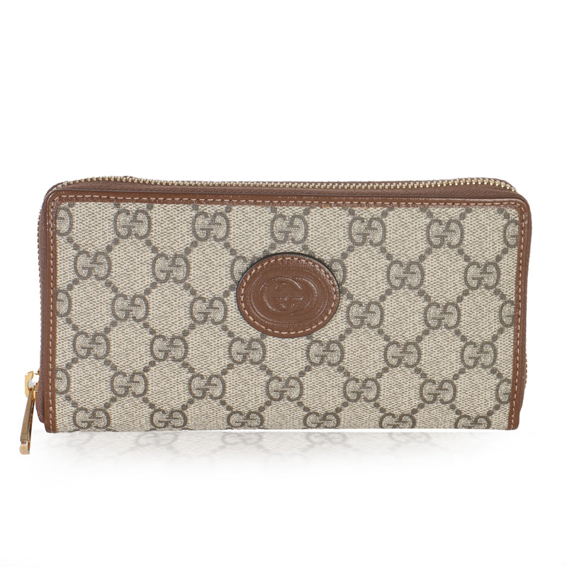 Beige Brown GG Supreme Canvas Retro Interlocking G Wallet