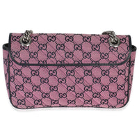 Gucci Pink GG Matelasse Diagonal Canvas Small GG Marmont Shoulder Bag Handbag bv
