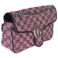 Gucci Pink GG Matelasse Diagonal Canvas Small GG Marmont Shoulder Bag Handbag pv