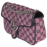 Gucci Pink GG Matelasse Diagonal Canvas Small GG Marmont Shoulder Bag Handbag sv