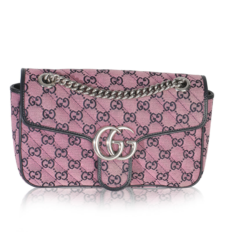 Pink GG Matelasse Diagonal Canvas Small GG Marmont Shoulder Bag