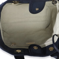 23A Navy Mixed Fibers Large Deauville Tote