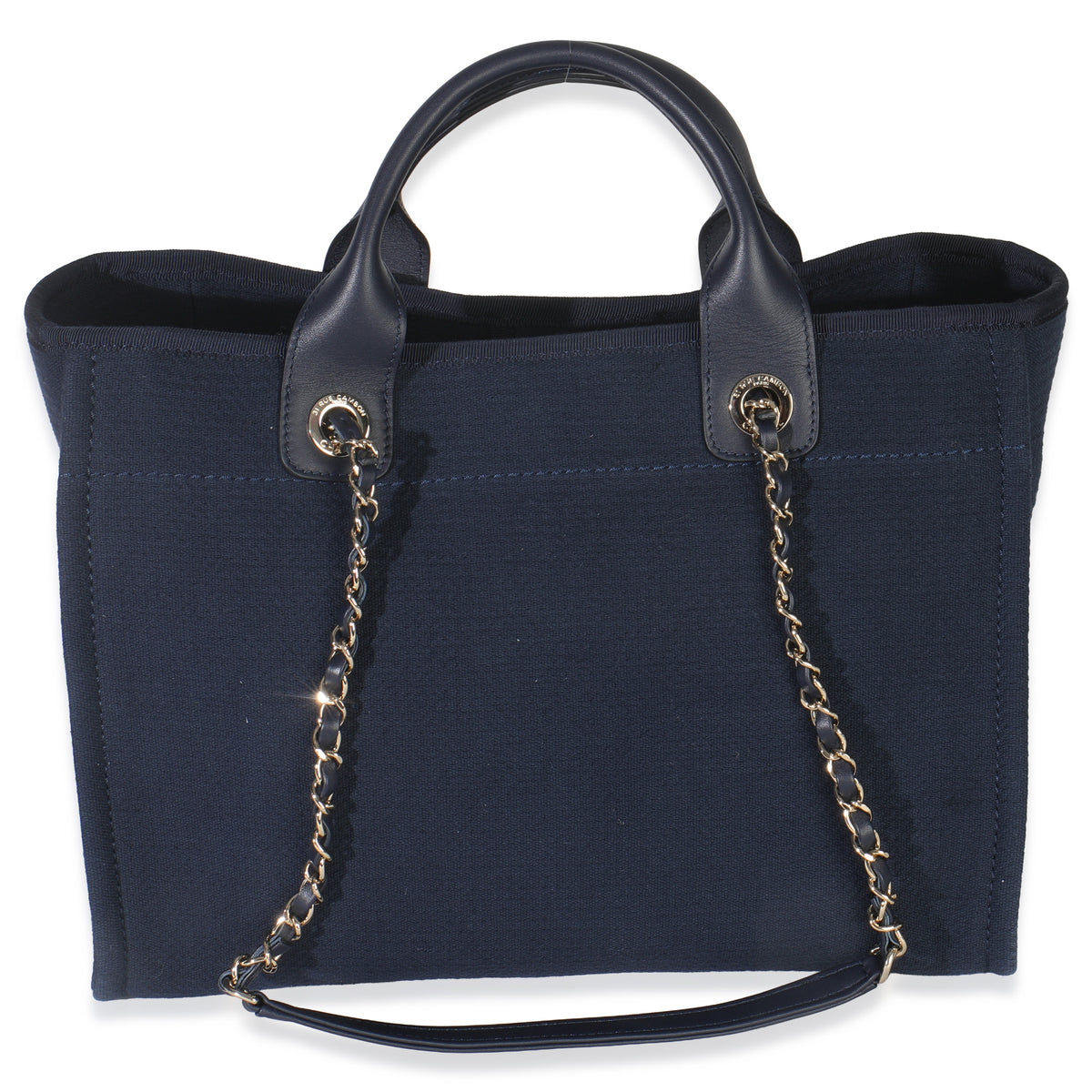 23A Navy Mixed Fibers Large Deauville Tote