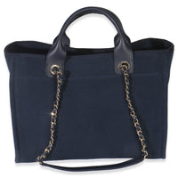 23A Navy Mixed Fibers Large Deauville Tote