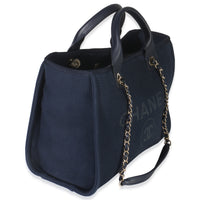 23A Navy Mixed Fibers Large Deauville Tote