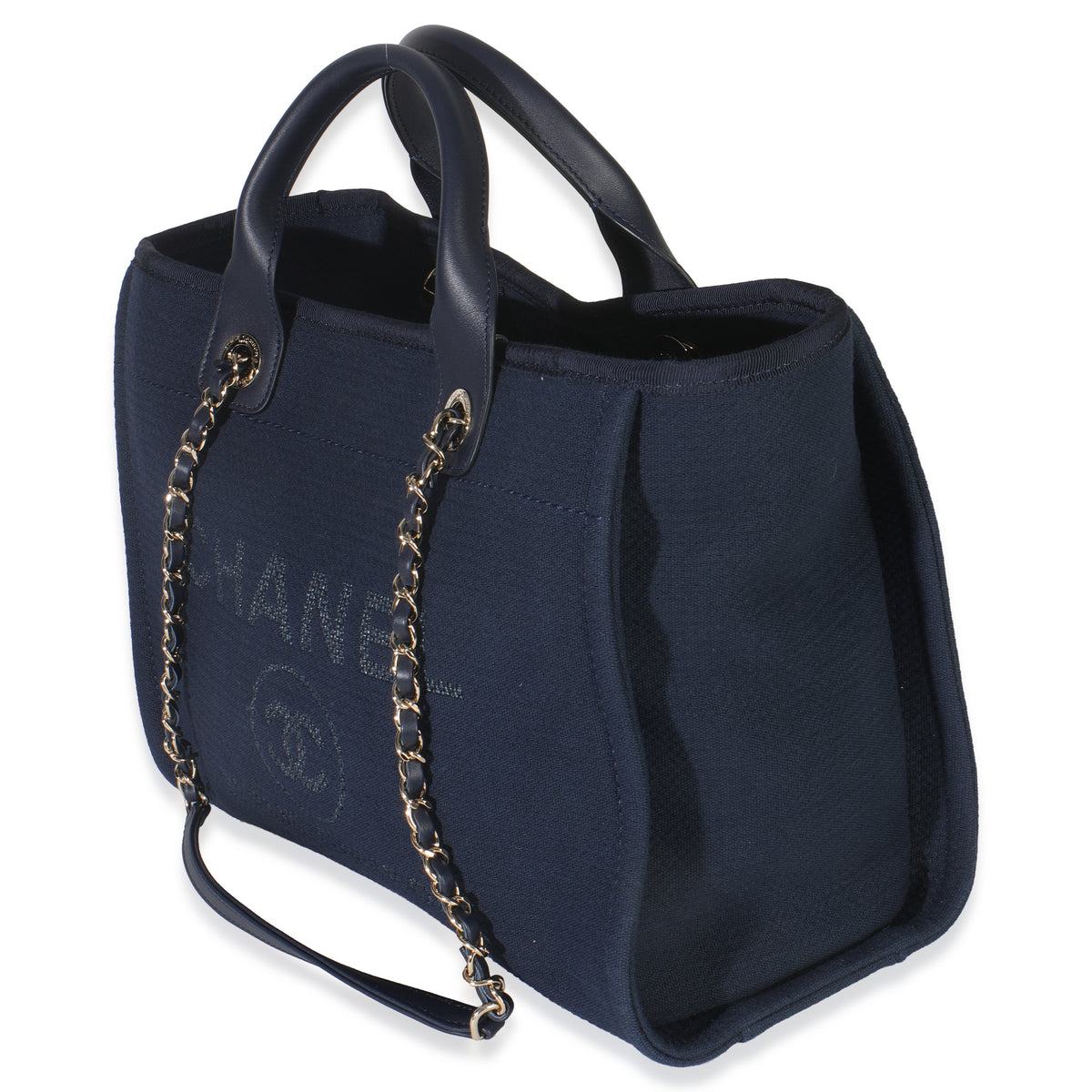 23A Navy Mixed Fibers Large Deauville Tote