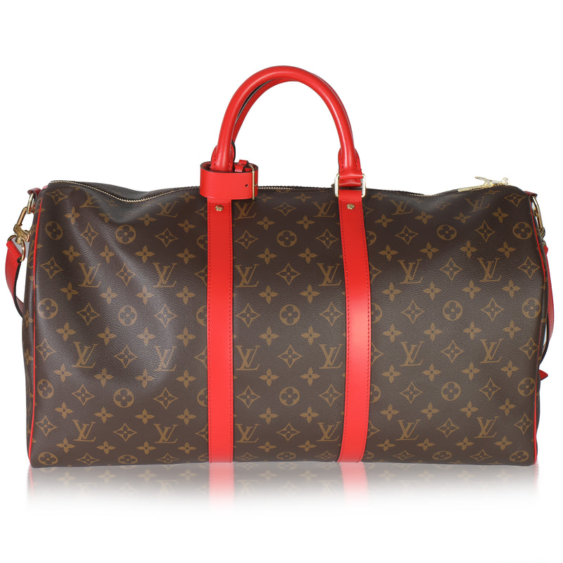 Coquelicot Monogram Canvas Keepall Bandouliere 50
