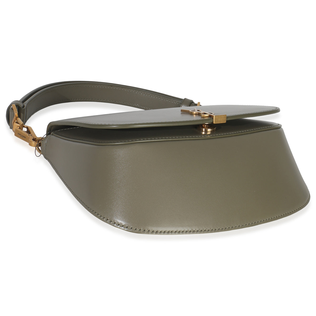 Saint Laurent Strong Moss Smooth Leather Mini Voltaire Handbag clasp