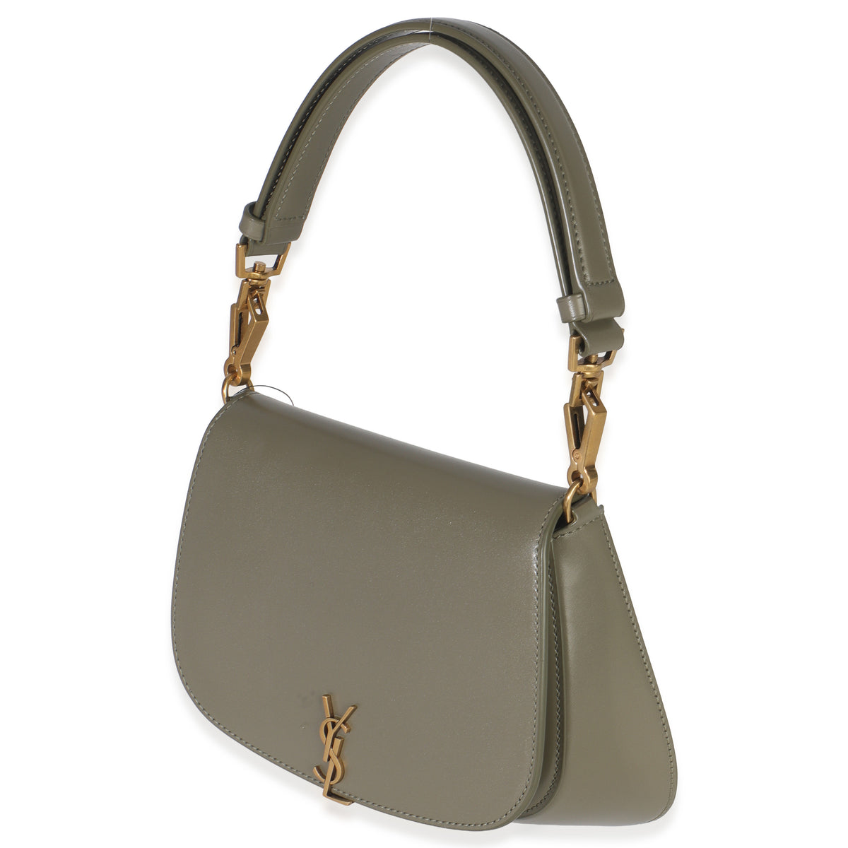 Saint Laurent Strong Moss Smooth Leather Mini Voltaire Handbag fv